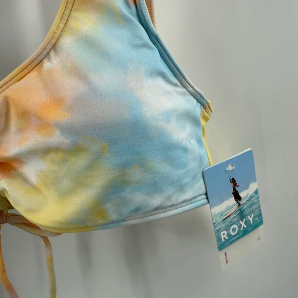 Roxy Bikini Top Size Large NWT Rainbow Cloud Bralette Tie Dye Beach Surf Swim - Picture 9 of 16